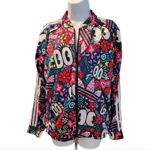 Adidas Violet Eyeball Floral Side-Stripe Track Jacket Size M